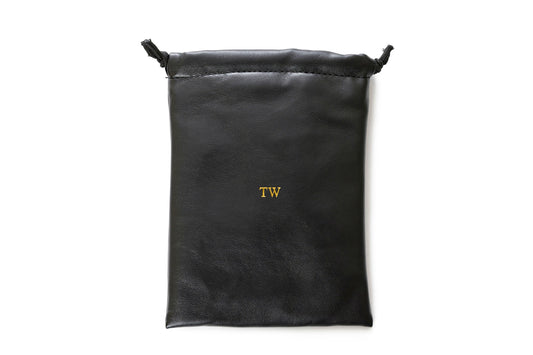 Personalized black leather golf pouch, popular gift item